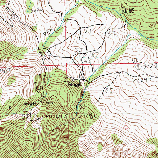 Topographic Map of Siegel (historical), NV