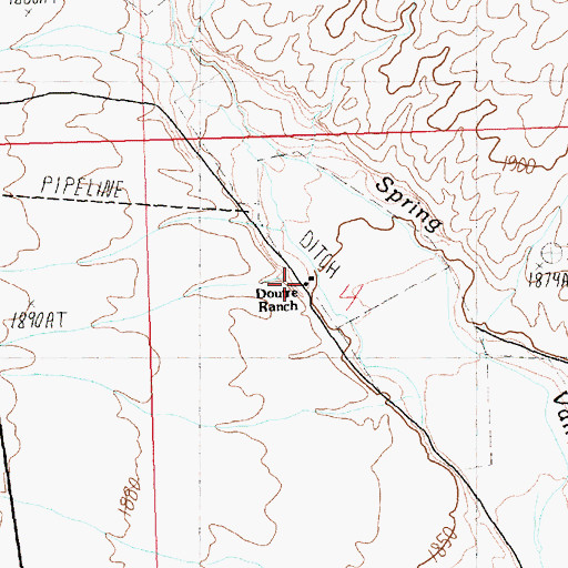 Topographic Map of Doutre Ranch, NV