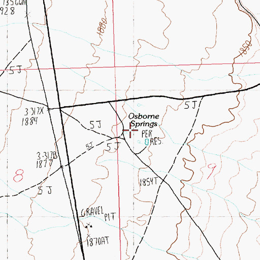Topographic Map of Osborne Springs, NV