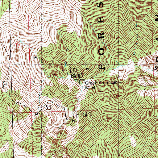 Topographic Map of Greek American Mine, NV