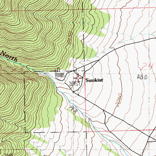 Topographic Map of Sunkist, NV