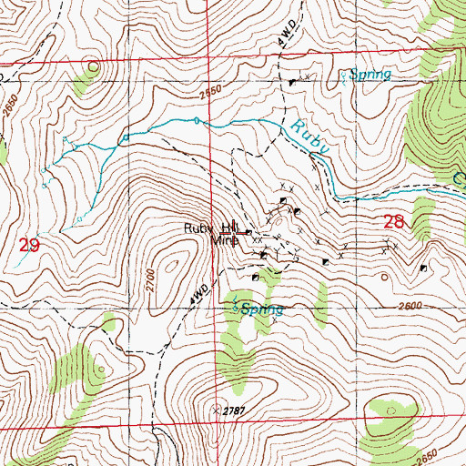 Topographic Map of Ruby Hill Mine, NV
