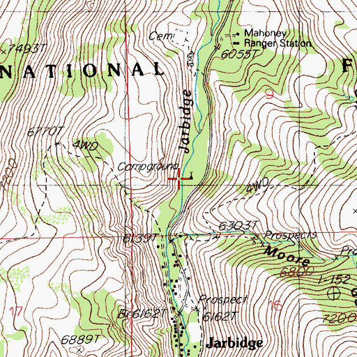 Topographic Map of Sawmill National Forest Campground, NV