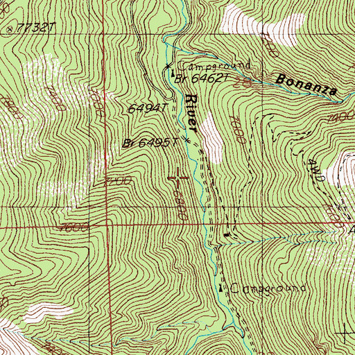 Topographic Map of Bluster National Forest Campground, NV