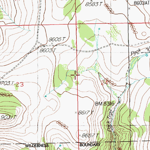 Topographic Map of Slide Creek Trailhead, NV
