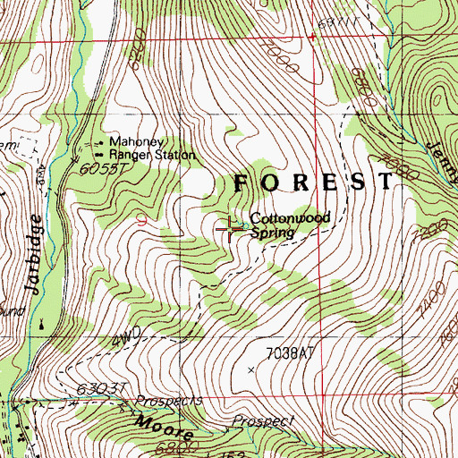 Topographic Map of Cottonwood Spring, NV