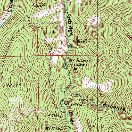 Topographic Map of Pavlok Mine, NV