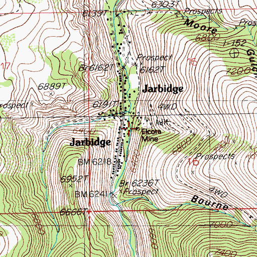 Topographic Map of Elcora Mine, NV