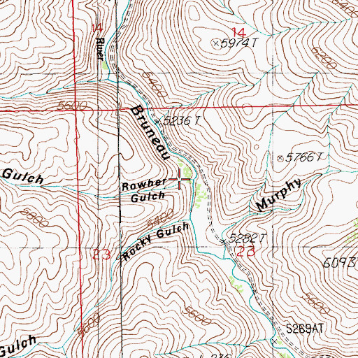 Topographic Map of Rowher Gulch, NV