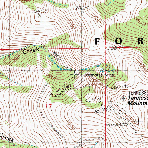 Topographic Map of Wildhorse Mine, NV
