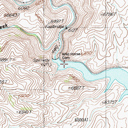 Topographic Map of Wild Horse Dam, NV