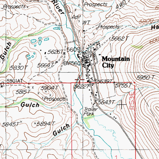 Topographic Map of Mountain City District Ranger Office, NV