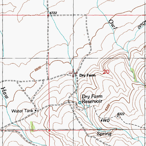 Topographic Map of Dry Farm Ruin, NV