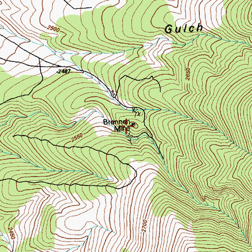Topographic Map of Brennen Mine, NV