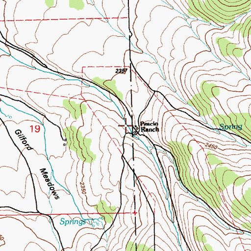Topographic Map of Pescio Ranch, NV