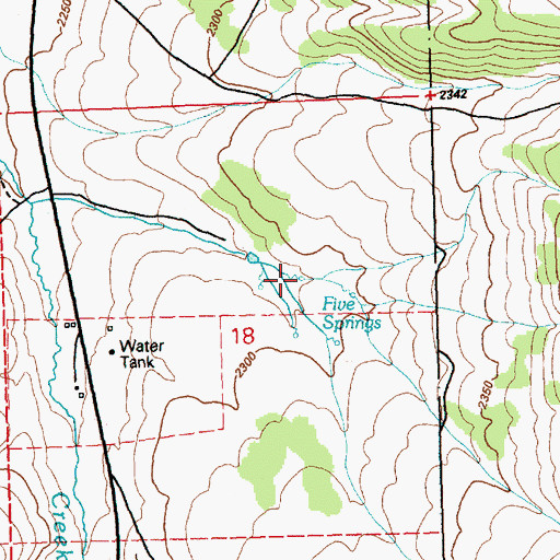 Topographic Map of Five Springs, NV