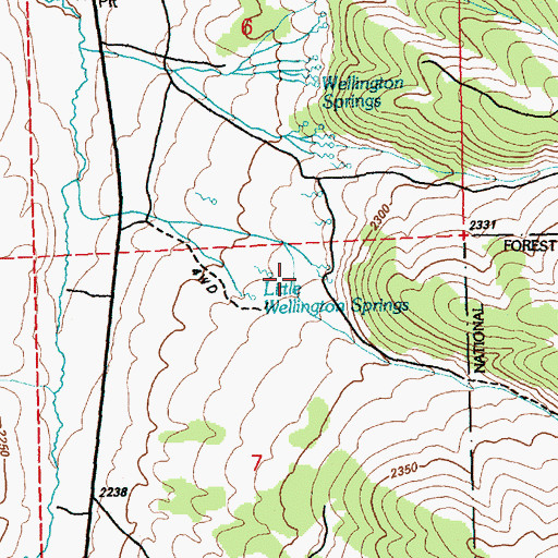 Topographic Map of Little Wellington Springs, NV