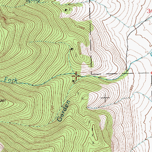 Topographic Map of North Fork Garden Creek, NV