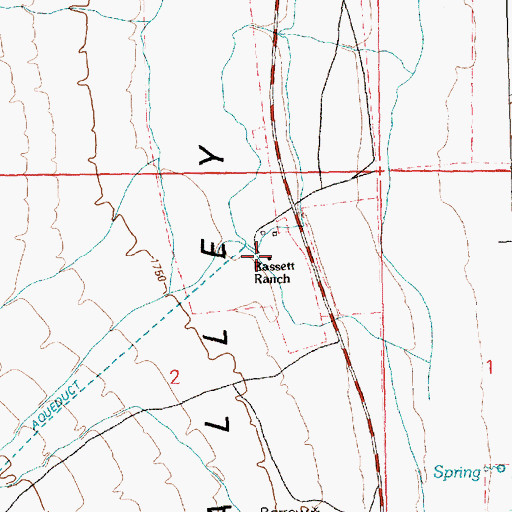 Topographic Map of Bassett Ranch, NV