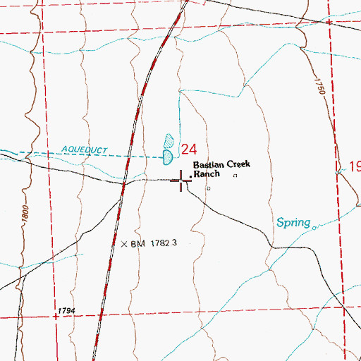 Topographic Map of Bastian Creek Ranch, NV