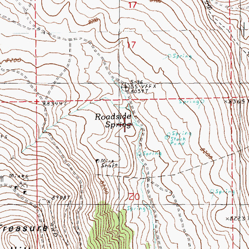Topographic Map of Roadside Spring, NV