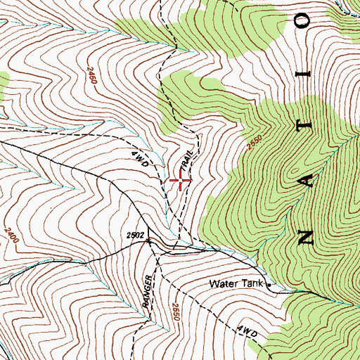 Topographic Map of Ranger Trail, NV