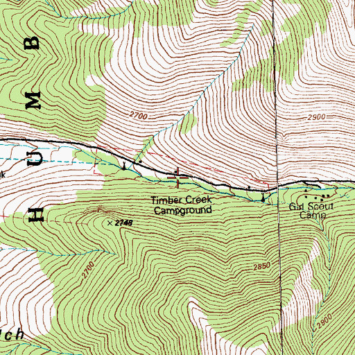 Topographic Map of Timber Creek Campground, NV