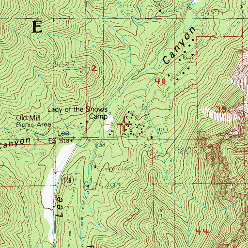Topographic Map of Lady of the Snows Camp, NV