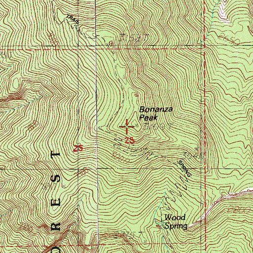 Topographic Map of Bonanza Peak, NV