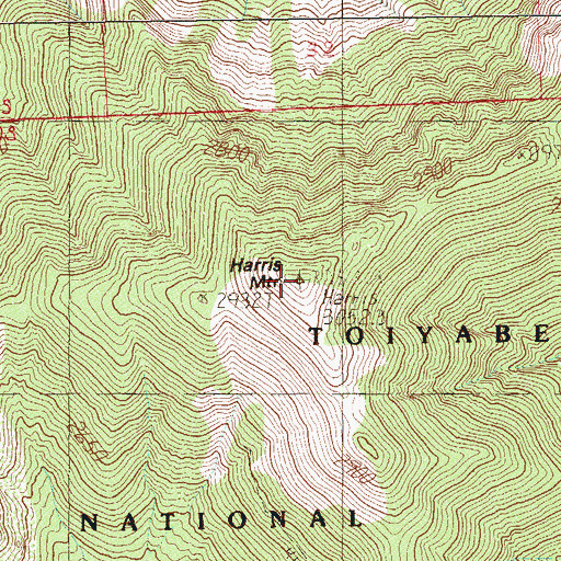 Topographic Map of Harris Mountain, NV