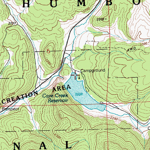 Topographic Map of Cave Lake Forest Service Recreation Site, NV