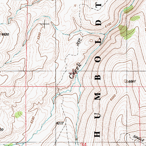 Topographic Map of Middle Fork Round Corral Creek, NV