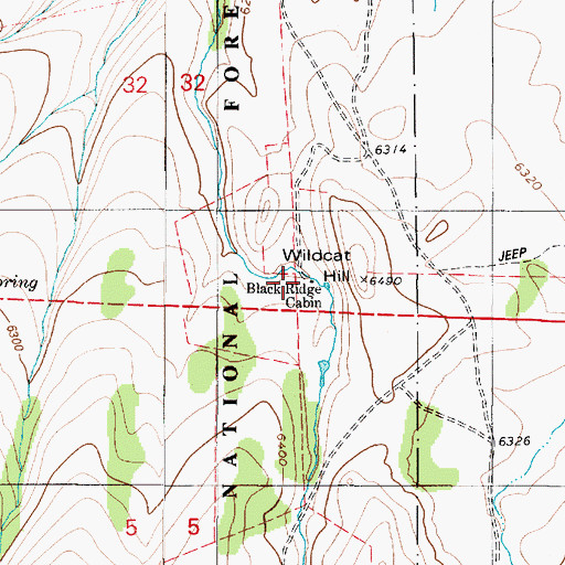 Topographic Map of Black Ridge Cabin, NV