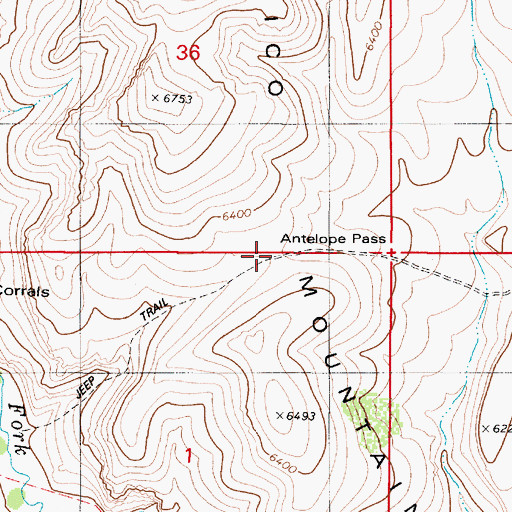 Topographic Map of Antelope Pass, NV