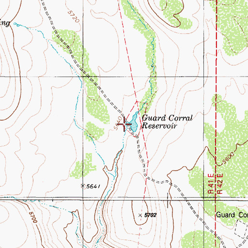 Topographic Map of Guard Corral Reservoir, NV