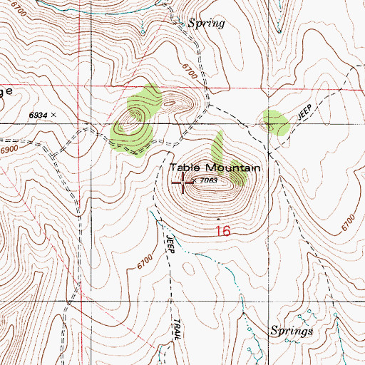 Topographic Map of Table Mountain, NV