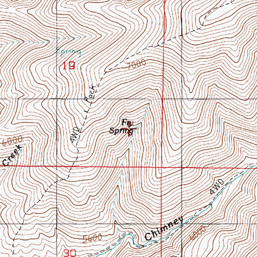 Topographic Map of Fry Spring, NV