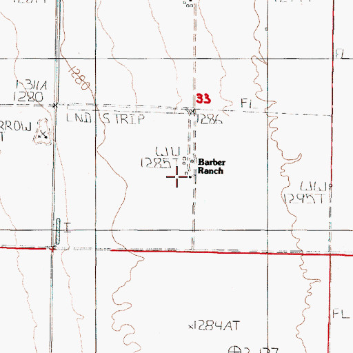 Topographic Map of Barber Ranch, NV