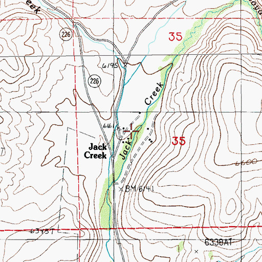 Topographic Map of Jack Creek, NV