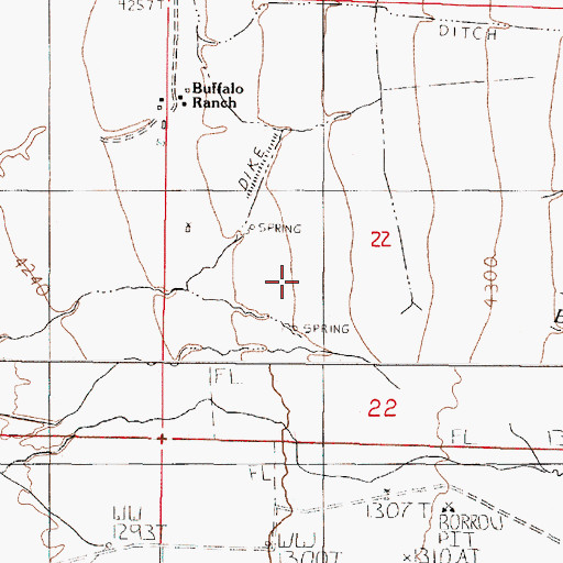 Topographic Map of Buffalo Meadows, NV