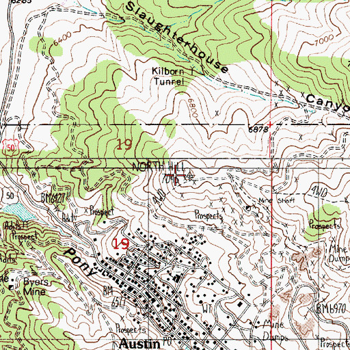 Topographic Map of North Hill, NV