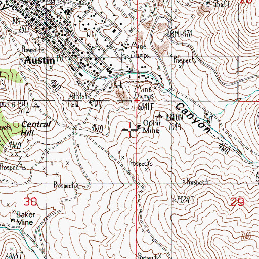 Topographic Map of Ophir Mine, NV