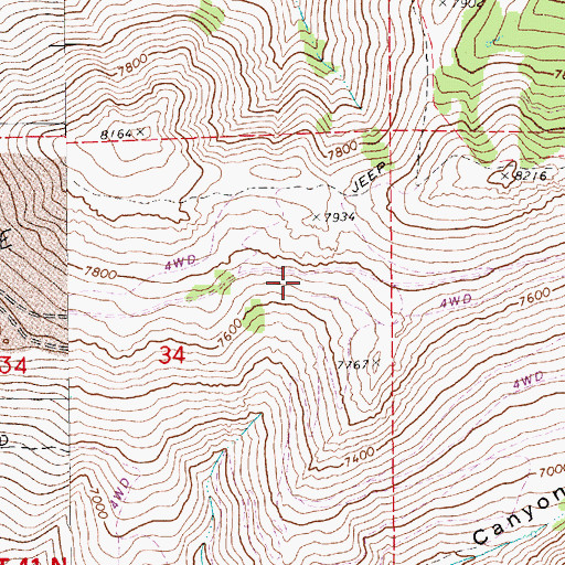Topographic Map of Jerritt Canyon Mine, NV