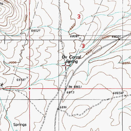Topographic Map of Ox Corral Spring, NV