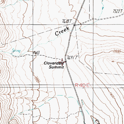 Topographic Map of Cloverdale Summit, NV