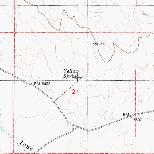 Topographic Map of Yellow Spring, NV