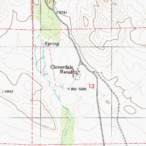 Topographic Map of Cloverdale Ranch, NV