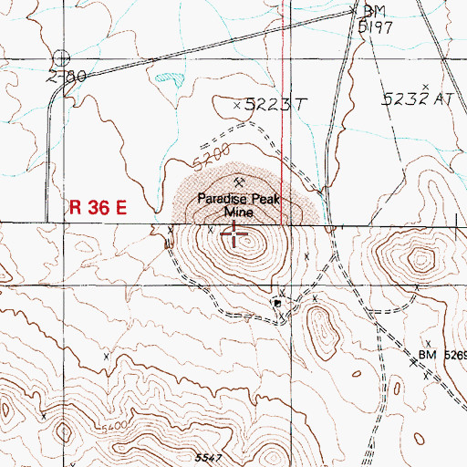 Topographic Map of Paradise Peak Mine, NV