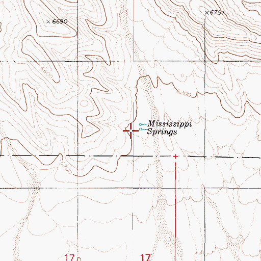 Topographic Map of Mississippi Springs, NV