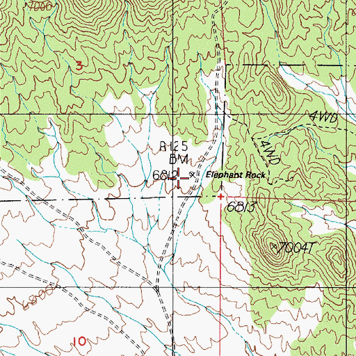 Topographic Map of Elephant Rock, NV